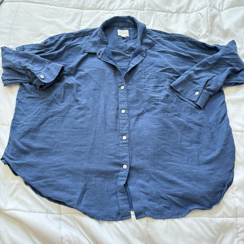 American Eagle Shirt Women XL Blue Oversized Long Sleeve Button Up Quiet Luxury